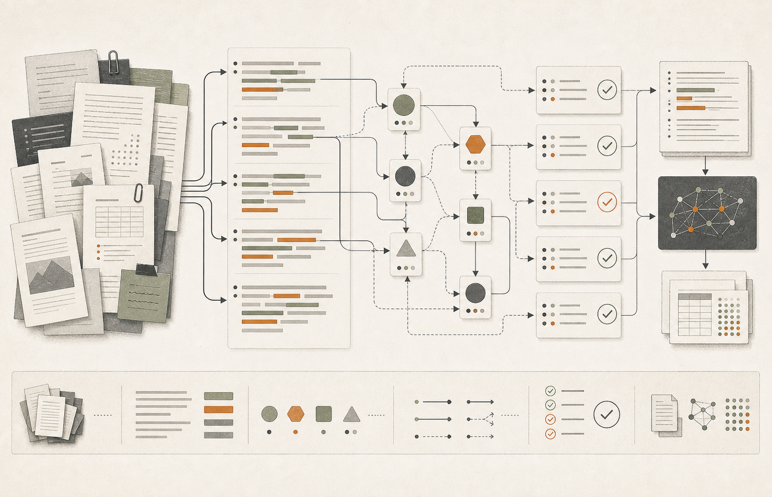 Pipeline diagram showing text annotation, entity recognition, reviewer quality checks, and dataset export paths.